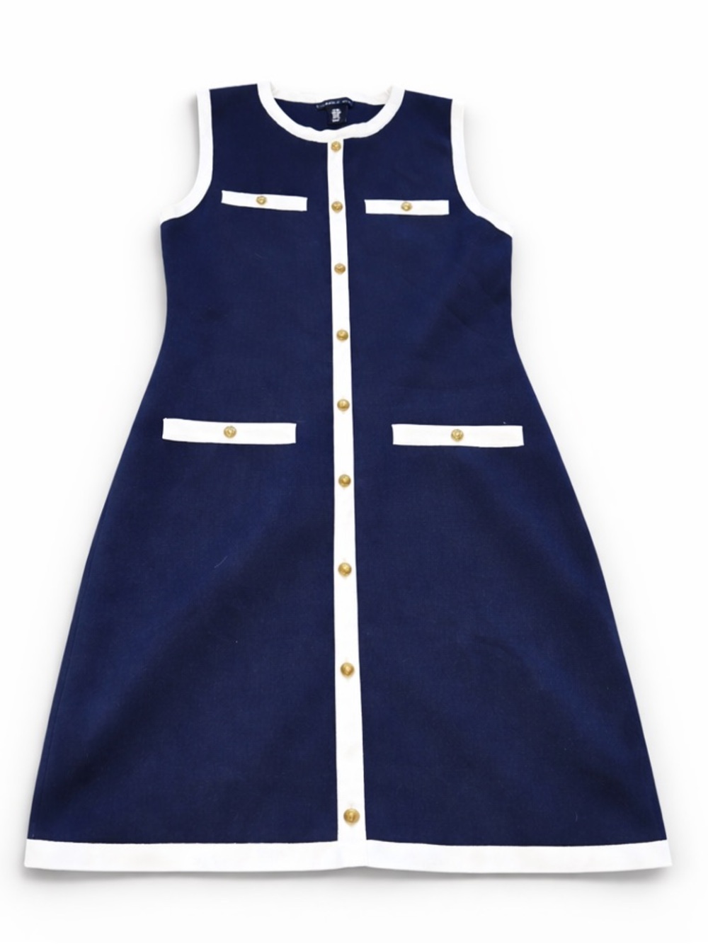 Sincerely Jules Navy & Cream Pearl Button Knit Mini Dress - Size M